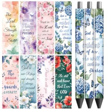 Imagem de Peacoblue Adesivo de transferência UV DTF Aquarela Flores e Bíblia - 48 peças à prova d'água Impressão HD UV DTF Caneta Adesivos Decalques Adesivos para Caneta Lápis DIY Artesanato Decorativo