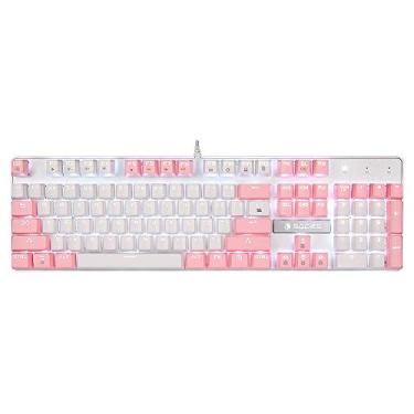 Imagem de Mechanical Gaming Keyboard, SADES Blue Switches 104 Keys Mechanical Gaming Keyboard,Wired USB White LED Backlit Cute Computer Keyboard, Pink Mechanical Gaming Keyboard for PC/Laptop(White Pink)