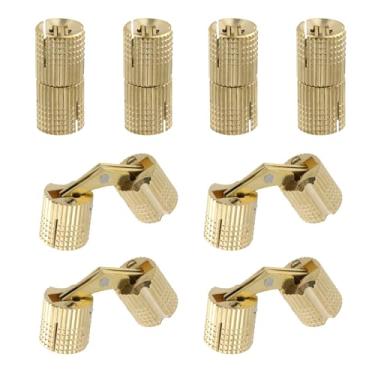 Imagem de Pastlla 8 peças dobradiças escondidas de latão, dobradiças invisíveis para móveis de armário, dobradiça oculta de móveis de ângulo de abertura de 180 graus para artesanato manual de caixa de joias DIY