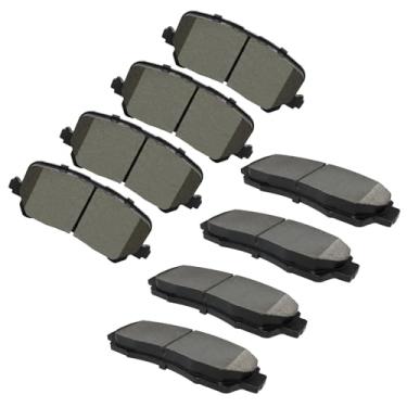 Imagem de Conjunto de pastilhas de freio a disco de cerâmica, conjunto de substituição dianteiro e traseiro com 8 peças para Honda Passport 2019 2020 2021 2022 2023 2024 com ferragens