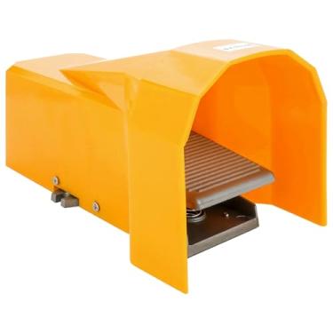 Imagem de Interruptor de pedal pneumático 4F210-08G com proteção de segurança, pedal de ar de alumínio amarelo, tamanho compacto, base antiderrapante, controle mãos livres