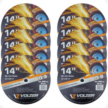 Imagem de Volzer, Kit 10 Discos de Corte Policorte Volzer Aço Inox 14 Pol x 3mm x 1 Pol 5326