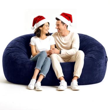 Imagem de Codi Cadeira pufe de 1,8 m para adultos – Espreguiçadeira de espuma grande com capa lavável – Assentos confortáveis para sala de estar, dormitório ou sala de mídia – azul