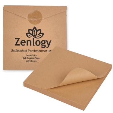 Imagem de Lençóis de papel Zenlogy 8x8 (200) – Unbleacked, High Heat Baking e Exact Fit para suas panelas quadradas de 20,32 cm com conveniente caixa de armazenamento