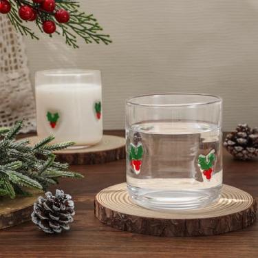 Imagem de JarThenaAMCS 2 peças de copos de suco de ícone de Natal 400 ml copo de vinho azevinho baga sem haste copos para coquetel de inverno, Natal, casa, lembrancinhas, suprimentos