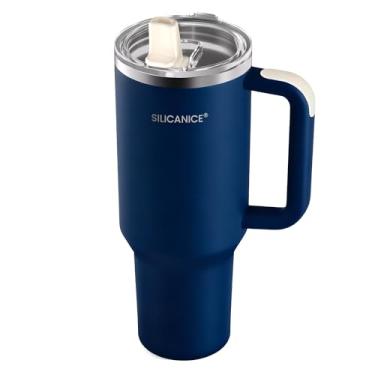 Imagem de SILICANICE Copo Easy Clean Pro - Garrafa de água de 1,134 g com alça e canudo dobrável de desmontagem rápida, resistência a vazamentos, aço inoxidável isolado de parede dupla, pode ser lavado na