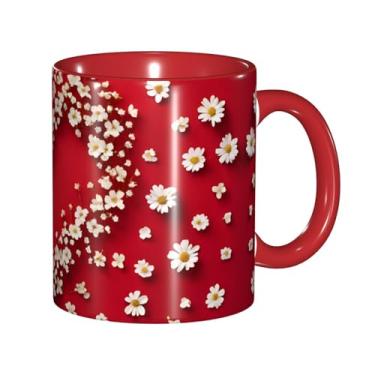 Imagem de Zeraoke Caneca de café criativa com estampa de flores de coração, personalizadas, presente para família, tamanho de 325 ml, unissex