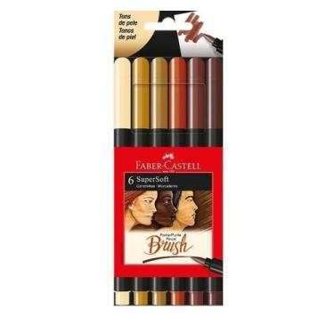 Imagem de Caneta Brush Supersoft Faber-Castell Tons De Pele Com 6 Cores