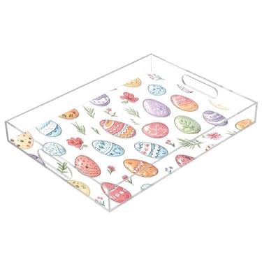 Imagem de STAYTOP Linda bandeja de acrílico para servir ovos de Páscoa, 15,7 x 11,20 cm, bandejas decorativas à prova de derramamento, organizador de bancada para café da manhã, chá, comida, maquiagem
