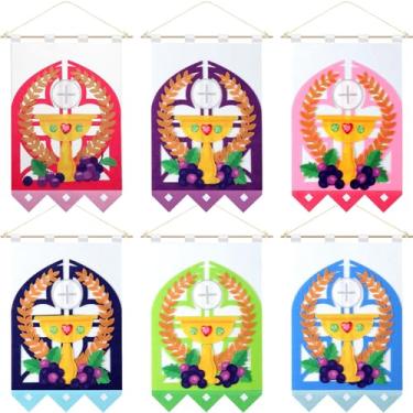 Imagem de SmoothNovelty 6 conjuntos de kits de faixa de primeira comunhão 23 x 30 cm kits de faixa de feltro de comunhão para escola dominical, kit de artes e artesanato para crianças, presentes de primeira