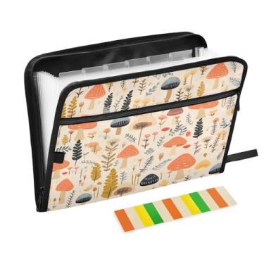 Imagem de Wassud Cute Cogumelos Acordeão Arquivo Organizador Letra A4 Pasta de Arquivo de Papel Organizador de Documentos com Etiquetas Pasta de Arquivo Expansível 13 Bolsos