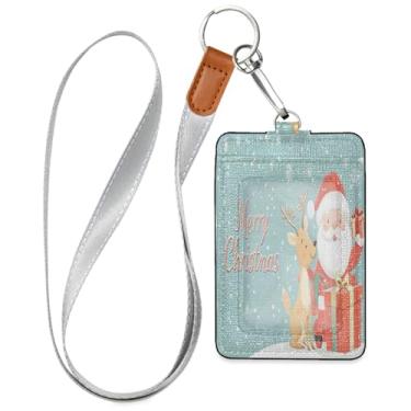 Imagem de Wassud Cordões elegantes de couro PU de veado de Natal para crachás de identificação, porta-chaves, porta-crachás, cartões de crédito para escritórios, funcionários estudantes, funcionários