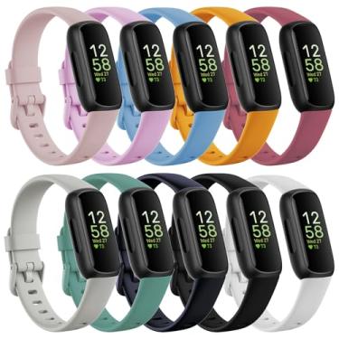 Imagem de Farluya Pacote Com 10 Pulseiras De Silicone Macio Compatíveis O Relógio Fitbit Inspire 3, Pulseira Esportiva Substituição À Prova D'Água Para Rastreador, Borracha Liberação Rápida Mulheres E Homens,