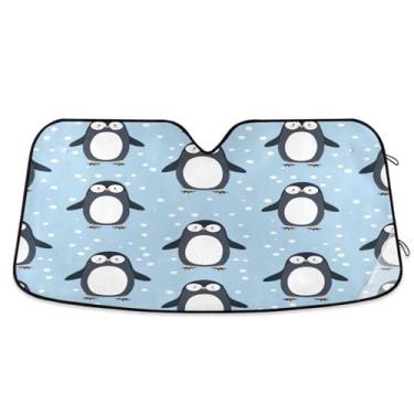 Imagem de Qilmy Pára-brisas de carro fofos pinguins, protetor de viseira dobrável mantém a frescura bloqueia raios UV e acessórios para proteger carros, SUVs, caminhões-S2354