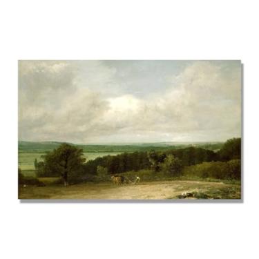 Imagem de NHLDZYH Impressão em tela estilo John Constable, (sem título 62), painel de tela de paisagem romântica, decoração de parede com tema de natureza para quarto ou escritório. 40 x 64 cm. Somente tela