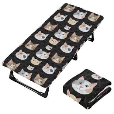 Imagem de Burbuja Lençol de berço com cara de gato para crianças, lençol acolchoado portátil com elástico para meninas e meninos, lavável na máquina, 63,5 x 127 cm