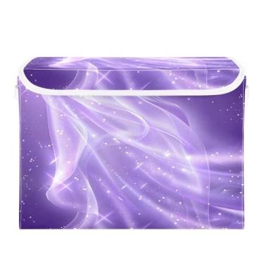 Imagem de CEBUGI Caixotes de armazenamento com tampas, caixa de armazenamento de tecido dobrável, fundo de purpurina, caixas organizadoras de cubo para armário de casa prateleiras de quarto 40 x 30 x 39 cm