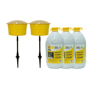 Imagem de Kit 2 Armadilha + Atrativo Papa Mosca Captura Atrai Mata Mosca Com Suporte 5 á 20 Litros Jt Home (15 LITROS)