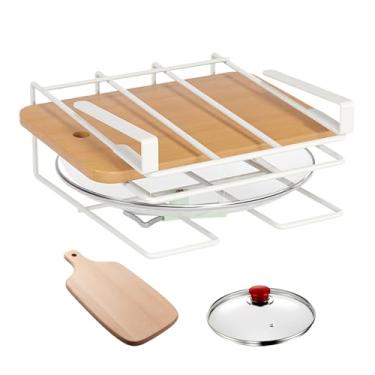 Imagem de Organizador De Tampas De Panela,Suporte de Secagem Resistente ao Calor para Colocar sob o Armário,Organizador de Panelas e Tachos sob Armário | Para Utensílio Colher Tábua de Cortar Gaveta Despensa Fo