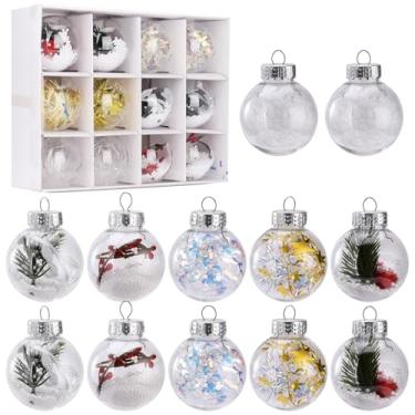 Imagem de Sanpyl Bolas de Ornamento de Plástico Preenchíveis, Decorações de Natal DIY Transparentes, 12 Peças para Festas de Aniversário, Transparentes 2,36 Polegadas (#2)