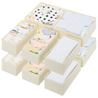 Imagem de GRANNY SAYS Organizador de gavetas, pacote com 12 caixas organizadoras de cômoda para berçário, organização de armário e divisórias de armazenamento para roupas, roupas de bebê, roupas íntimas, bege