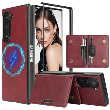 Imagem de Fofvccv Capa carteira para Samsung Galaxy Z Fold 7 compatível com Magsafe, suporte magnético destacável 2 em 1 de couro com suporte flip à prova de choque com bloqueio de RFID para Galaxy Z Fold7 C1