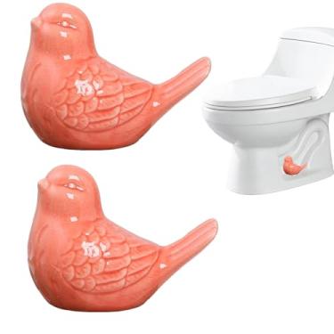 Imagem de Frinnovan, Pacote com 2 tampas de parafuso de cerâmica para vaso sanitário pássaro fofo pássaro tampas de parafuso de vaso sanitário, estatueta de parafuso de vaso sanitário, tampas de vaso sanitário
