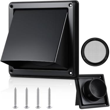 Imagem de Gisafai Capa de ventilação para secadora de 15 cm ao ar livre com tela de aço inoxidável preta para secador de parede, tampa externa acolchoada sem retorno com grade de vedação