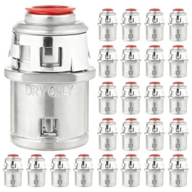 Imagem de Pacote com 25 conectores de cabo revestidos de metal, conectores de encaixe de 3/20.3 cm Conectores revestidos de metal, conector de conduíte elétrico de zinco para aço e alumínio