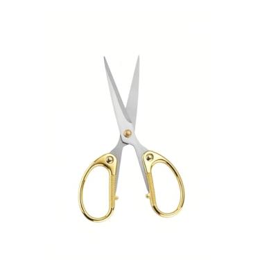 Imagem de Tesoura de aço inoxidável de 12,7 cm, lâminas afiadas - aderência confortável ambidestro multiuso para escritório, casa, escola, artesanato, tecido - presente ideal (ouro)