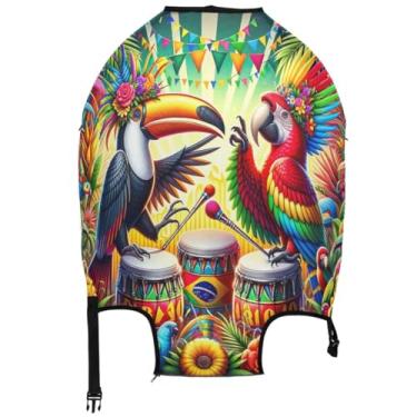 Imagem de Joisal Capas de mala de viagem para festa de carnaval brasileiro para proteção de bagagem, acessórios de viagem florais laváveis, Festa de carnaval brasileiro no Rio, L, Fits 26-28 Inch Case, Capa de