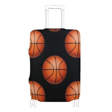 Imagem de Joisal Capas de mala, protetor de bagagem, bolas de basquete personalizadas, preto, impressão personalizada, acessórios para mala de viagem, P, serve para capa de 45 a 50 cm, Bolas de basquete pretas