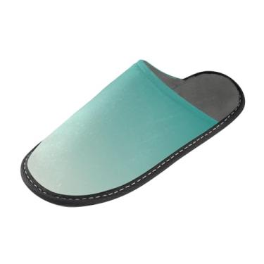 Imagem de Pantufas de renda verde gradiente para mulheres, felpudas, antiderrapantes, espuma viscoelástica fofa, sapatos de casa masculinos, tamanho 4-5, Gradiente de renda verde, 4-5 Wide