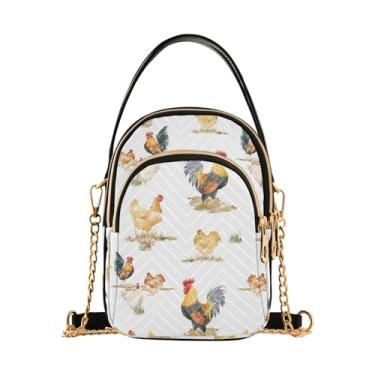 Imagem de Joisal Bolsa tiracolo de viagem com folhas de bananeira para mulheres, antifurto, bolsas femininas modernas, bolsa carteiro transversal, Galinha, 15*21*8cm