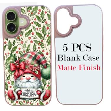 Imagem de JUSTRY 5 peças de sublimação blanks capa de telefone capas a granel compatíveis com iPhone 17, 6,3 polegadas, fácil de sublimar faça você mesmo, capa para celular 2 em 1 2D TPU macio + inserções rosa