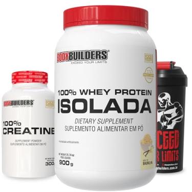 Imagem de Kit 100% Whey Protein Isolada Baunilha 900g + Creatina Monohidratada 100% Pura 300g + Coqueteleira - Bodybuilders