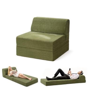 Imagem de Kasunpul Sofá-cama dobrável com travesseiro, cama de cadeira dobrável de espuma de memória, cadeira conversível com capa lavável, sofá futon para sala de estar/dormitório/uso de hóspedes/escritório em