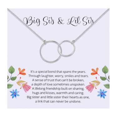 Imagem de Colar com círculos entrelaçados, presente para irmã, presente para irmãs Lil Sis, presente para irmãs, irmandade, presente de aniversário de longa distância para melhor amiga, presentes para ela