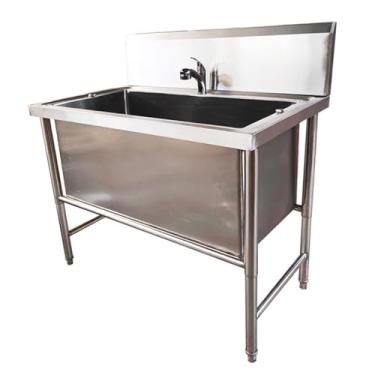 Imagem de Estação de lavagem de animais de estimação, chuveiro de lavatório, estação de lavagem de cães pequenos, banheira de cachorro grande para casa, banheira profissional de aço inoxidável para cuidados com