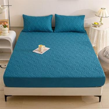 Imagem de Lençol com elástico alto, lençol de cama, protetor de colchão coleção de hotel, ultramacio e lavável, para sofás e colchões ajustáveis - Azul||160 * 200 cm