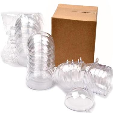 Imagem de Pacote com 12 bolas de enfeite de plástico transparente 3,15 polegadas/80 mm para Natal, férias, casamento, festa, decoração de casa, enchimento de plástico transparente, bola de artesanato faça você