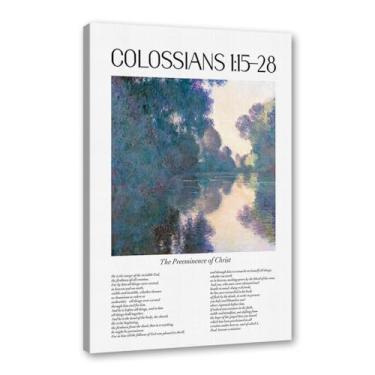 Imagem de Coleção de Salmos das Escrituras Monet Van Gogh Famosa Pintura em Aquarela Impressão Verso da Bíblia Pôster em Tela Decoração de Parede de Casa Cristã (SKU13,20.3x30.5 cm = (20x30cm), Emoldurado (Tela