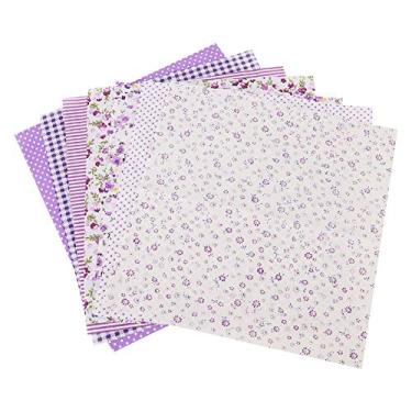 Imagem de Generic 100% Algodão DIY Batiks Pano Artesanal Elegante Padrão de Flor Roxa para Costura Capa de Almofada, Carteira, Toalha de Mesa Conjunto de 7 Peças para Artesanato de Costura DIY (#02)