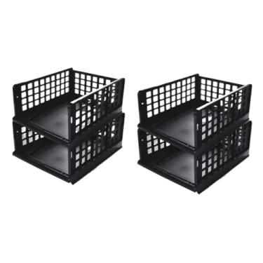 Imagem de Cesto Organizador Plástico Alto Multiuso Dobrável Empilhável Para Cozinha e Lavanderia, Ideal para Dono de Casa e Mercadinho Armazena Roupas e Alimentos (4)