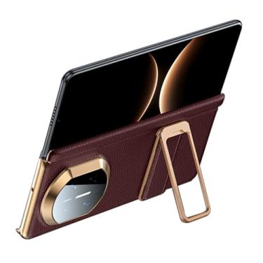 Imagem de POYUFRG Capa de couro genuíno para Huawei Mate X7, capa de proteção de dobradiça galvanizada de luxo fina com suporte giratório, vermelha, Mate X7