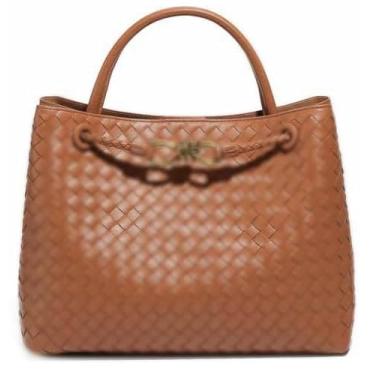 Imagem de Bolsas de tecido para mulheres, bolsa de ombro pequena com laço Hobo, bolsa tiracolo de couro PU, tecido à mão, 29 cm x 9,9 cm x 17,78 cm marrom