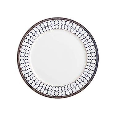 Imagem de Pratos de jantar de borda floral branca, bife de cerâmica redondo, sobremesa, prato de macarrão, prato de servir avançado para catering, 25,4 cm, 4 peças de pratos de jantar de casamento (cor: A