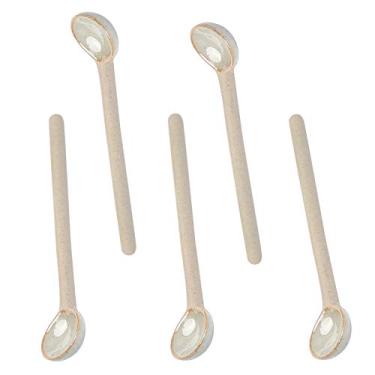 Imagem de Colheres de sobremesa Mini colher de mexer café de cerâmica de cabo longo de cinco peças para cozinhar em casa colher resistente ao calor colher de sorvete colher de sobremesa colher de melancia