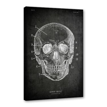 Imagem de Arte vintage de anatomia humana – pintura em tela de educação médica esqueleto humano gaiola cérebro coração anatomia pôster para decoração de casa de clínica hospitalar (SKU8,20.3x30.5 cm = (20x30 cm