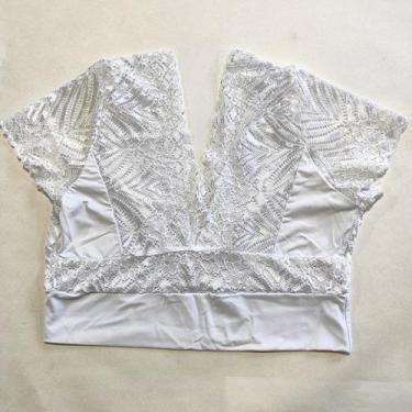 Imagem de Cropped Renda Luxo Decote - Roupa De Dormir Dia E Noite, Branco, M